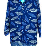 Escapada  size Small 3/4 length sleeves v neck navy blue with umbrella print‎ Photo 0