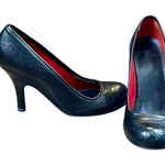 Women’s Black Leather Embroidered Pump Heels 7.5 Photo 0