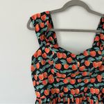 Modcloth  Black Orange Fruit Peach Print Swing Retro Dress L Photo 2