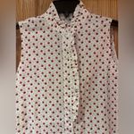J. McLaughlin  White Cherry Print Ruffle Sleeveless Button Down Blouse‎ Size XS Photo 5