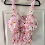 Unique Vintage Floral Crop Top Smocked Sweetheart Sleeveless Pink 2X/18 Photo 9