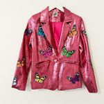 Queen of Sparkles Butterfly Pink Sequin Blazer Size XS Photo 1