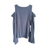 Susana Monaco NWT Quiet Luxury Flare Sleeve Cold Shoulder Top Small Gray Y2K Photo 1