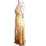 Boutique Halter Tied Maxi Dress Size Medium Floral Longline Yellow Cottage Photo 4