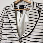 Smythe Stripe Linen Blend Blazer Size 12 Women’s Nautical Casual Black White Photo 3