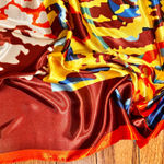 VTG RETRO Abstract Multicolor artwork Square oversized silky scarf 35’/35’ Multiple Photo 2