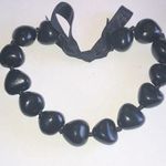 Black Wooden Chunky Beaded Boho Fabric Strand Tie Closure Necklace Photo 0