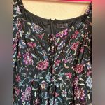 Lane Bryant  Black Metallic Floral Bubble Sleeve Tie Neck Tiered Midi Dress 20 Photo 8