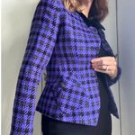 Tahari Vintage 90s Houndstooth Blazer Cropped Size Small 2/4 Fit Purple/Black Photo 0