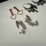 Dangle, Hoop, Ear Crawler Mix Pierced Earrings Lot Of 3 Silver Tone Rhinestone Photo 13