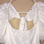 TALULAH Women’s White Floral Embroidered Puff Sleeve Open Back Tie Mini Dress Photo 2