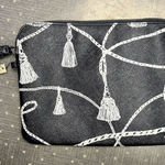 Chico's  Black Navy Blue Tassel Cosmetic Travel Tablet Tech Handbag Clutch NWT Photo 0