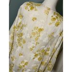 Mi Ami Ivory And Mustard Sheer Floral Print Textured Open Kimono, L/XL White Size L Photo 5