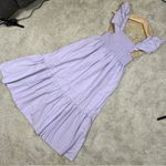 O.P.T Tuscany Tiered Smocked Midi Dress Flutter Sleeve Lavender Purple Cotton XS Photo 2