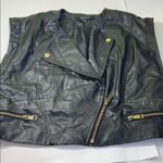 Peper Tee black Faux Leather Vest with Gold Accents. Size L Photo 6