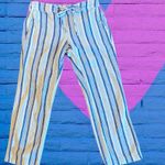 Per Se Linen Pants Drawstring Waist Stripe White Blue PS Photo 3