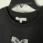 Graphic Silver Glittery Butterfly Crop Top Size Medium Black Photo 5