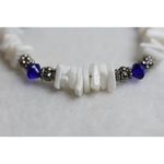 Source Unknown Beach Ready Stacked Puka Shell Blue Silver Beaded Stretch Chic Like New Bracelet Photo 1