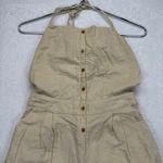 Etophe studios Halter Jumpsuit Wide Leg Button Front Linen blend Casual Beige M Photo 1