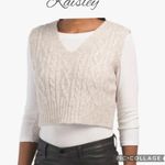 Kaisely Kaisley v neck cropped cable knit sweater vest beige size M NWT Photo 0