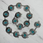 Southwestern Faux Turquoise Concho Chain Belt Small/Medium (S/M) ✨ Silver Photo 0