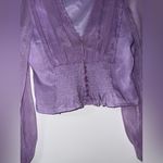 Pretty Little Thing  sheer pastel purple smocked long-sleeve blouse size 4 Photo 3