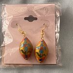 Dangle Earrings Boho Bohemian Design 1.5” Long Yellow Blue Teal Orange New NIP Photo 0