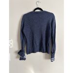 VTG Y2K Weather Vane Womens Large Knit Sweater V Neck Striped Cotton Bodycon Blue Photo 2