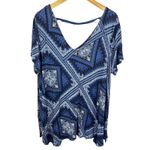 American Rag Blue Paisley Bandana Print Swing Boho Tunic Top Size 1X NWT Photo 1