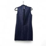 Metallic Knit Mock Neck Shift Dress – Handmade Tailor Piece – S Blue Photo 1