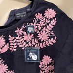 NWT Madison Mathews Navy Blue & Pink Embroidered Tunic Swim Cover / Dress | L Size L Photo 4