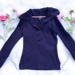 American Eagle Outfitters Dark Blue Ribbed Sweater Medium Long Sleeve Cotton M Photo 0