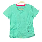 Beyond Scrubs WOMENS Cotton Scrub Top ELLIE V Neck Size Medium Blue Photo 0