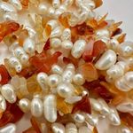 Carnelian and fresh water pearl long necklace Orange Photo 9