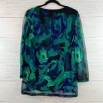 Laura Ashley Blue Green Abstract Print Blouse Size PXL Photo 1