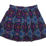 Alya Blue Multi Color Ikat Print Pleated Skater Skirt Size Medium Photo 0