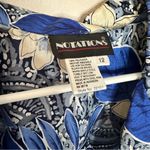 Notations Blue and white cropped floral Hawaiian shirt with shoulder pads Photo 3
