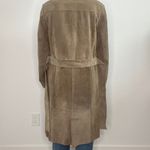 Mango MNG  Genuine Leather Suede Trench Coat Belted Taupe Double Breasted Photo 1