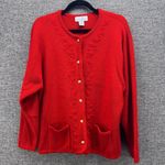 Croft & Barrow Croft And Barrow Womens Sweater Size XL Red Embroidery Christmas Holiday Party Photo 0