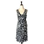 Nic+Zoe Black And White Jersey Moonlit Palm Sleeveless Fit And Flare Dress XS Photo 2