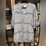 Maeve Anthropologie  Yarn Dyed Lena Tunic Top 3/4 long balloon Sleeves Oversized Photo 1