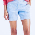 LL Bean Blue Patchwork Seersucker Favorite Fit Cotton Bermuda Shorts Size 6‎ Photo 0