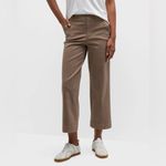 Spanx Stretch Twill Cropped Wide Leg Pull On Pants Tan Taupe Cedar Small Photo 1