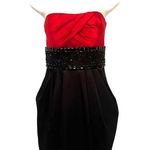 B Darlin B.Darlin Strapless Dress Sz 7/8 Satiny Red Black Beaded Holiday Fairy Grunge Photo 11