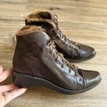 Robert Clergerie Brown Leather Lace Up Boots Women’s Size 7.5 Fur Lined France Photo 2