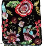 VTG Hand Beaded Velvet Crossbody Evening Bag Beaded Fringe Small Size 7X5 Floral Black Photo 1