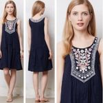 Anthropologie Anthropology Mauve Navy Embroidered, Mirror Bead Accented "TISA" Dress SIZE 2 Photo 7