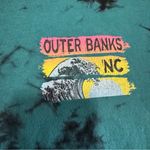 Fruit of the Loom Outer Banks NC Teal and Black Tie-Dye Graphic Tee T-Shirt Size Medium Photo 2