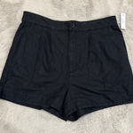 Joie NWT  High Waist Pleated Shorts‎ Size L Black Pockets Linen Blend Photo 0