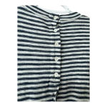 Free People WE THE FREE Navy & White Striped 3/4 Sleeve Cotton Top - Open Back w/ Buttons s Photo 1